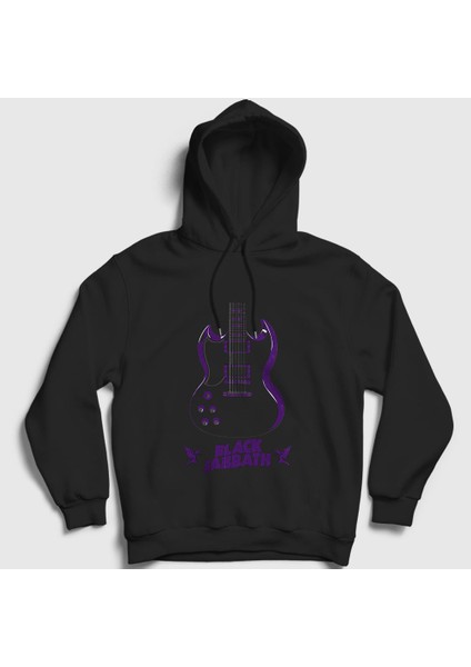 Unisex Siyah Guitar Black Sabbath Kapüşonlu Sweatshirt