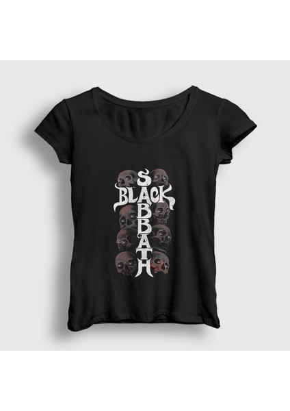 Kadın Siyah Skulls Black Sabbath T-Shirt