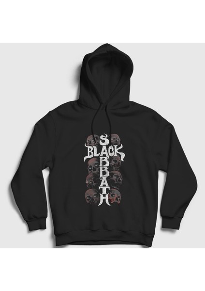 Unisex Siyah Skulls Black Sabbath Kapüşonlu Sweatshirt