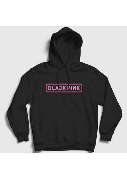 Unisex Siyah Logo Blackpink Kapüşonlu Sweatshirt