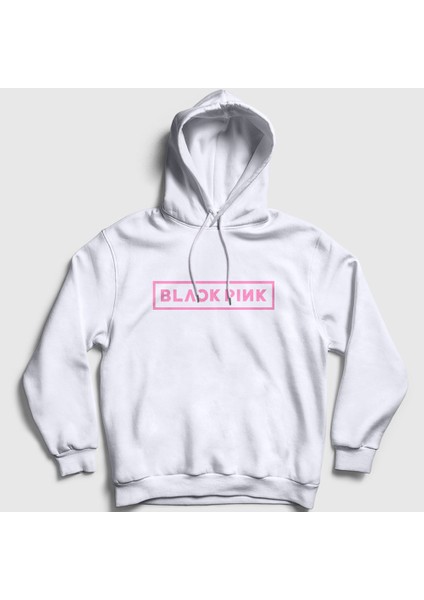 Unisex Beyaz Logo Blackpink Kapüşonlu Sweatshirt