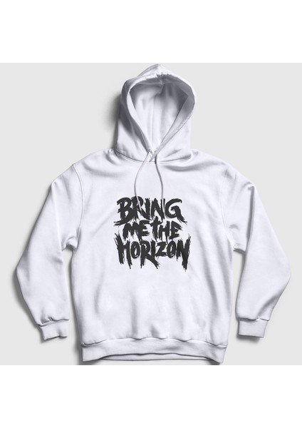 Unisex Beyaz Bring Me The Horizon Kapüşonlu Sweatshirt