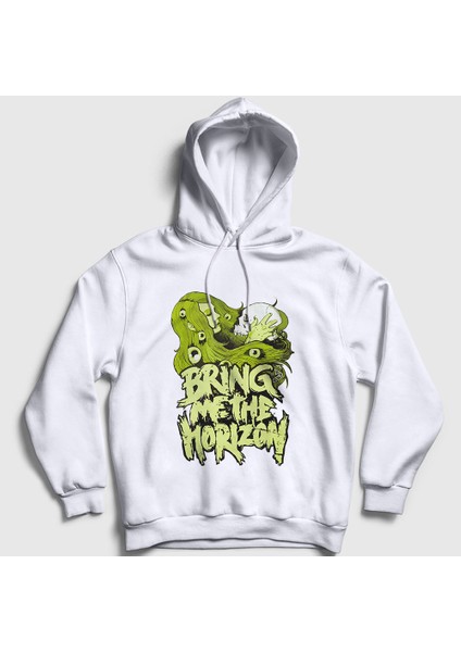 Unisex Beyaz Green Bring Me The Horizon Kapüşonlu Sweatshirt