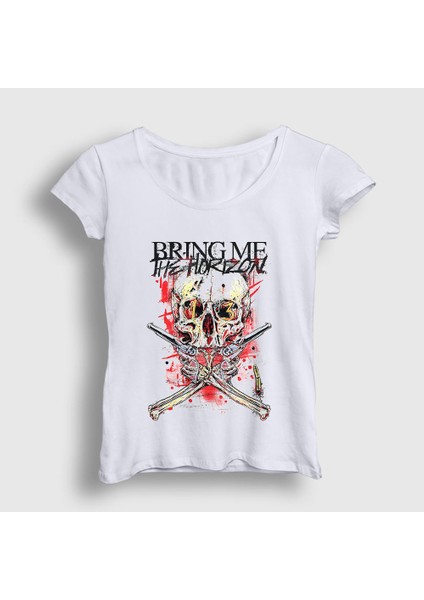 Kadın Beyaz Gun Bring Me The Horizon T-Shirt