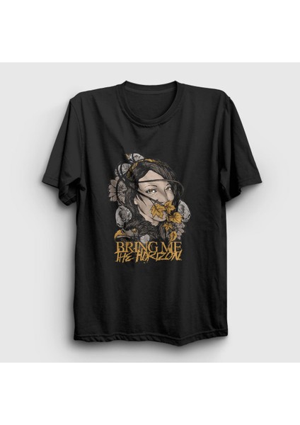 Unisex Siyah Leaf Bring Me The Horizon T-Shirt