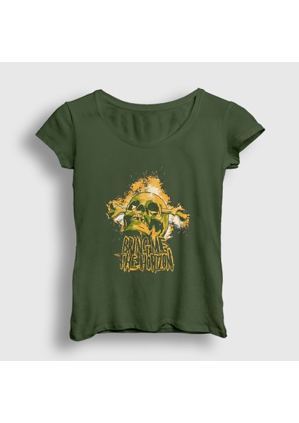 Kadın Haki Skull Bring Me The Horizon T-Shirt