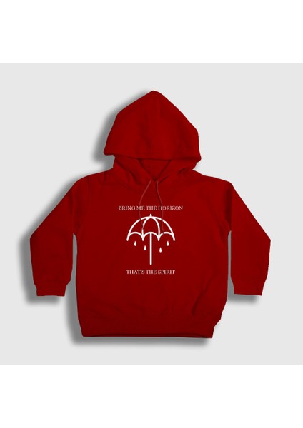 Unisex Çocuk Kırmızı Spirit Bring Me The Horizon Kapüşonlu Sweatshirt