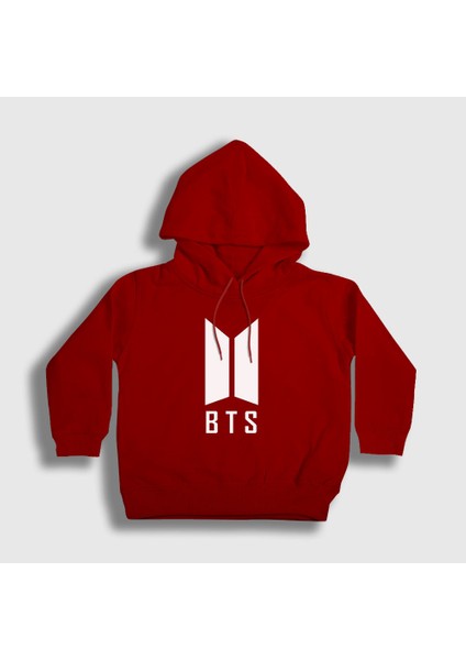 Unisex Çocuk Kırmızı Doors Bts Kapüşonlu Sweatshirt