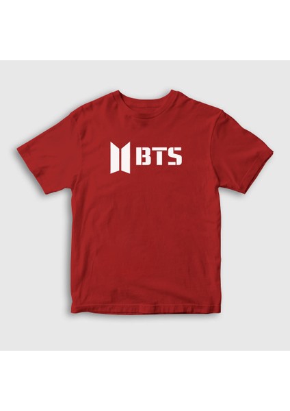 Unisex Çocuk Kırmızı Logo Bts T-Shirt