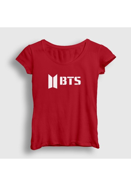 Kadın Kırmızı Logo Bts T-Shirt