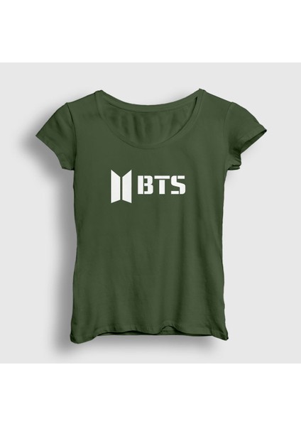 Kadın Haki Logo Bts T-Shirt