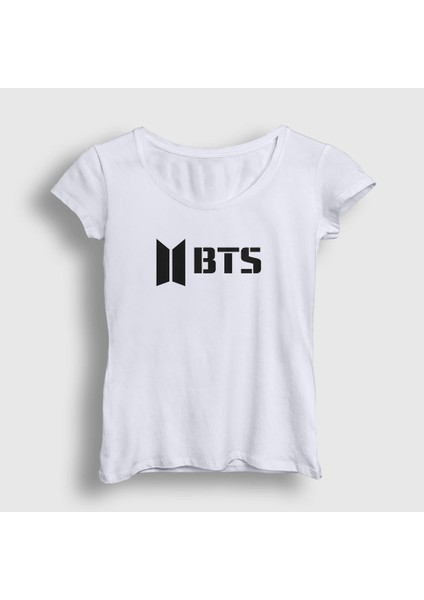 Kadın Beyaz Logo Bts T-Shirt