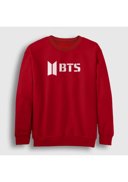 Unisex Kırmızı Logo Bts Sweatshirt