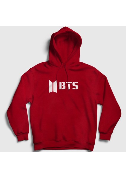 Unisex Kırmızı Logo Bts Kapüşonlu Sweatshirt