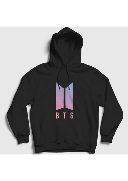 Unisex Siyah Purple Bts Kapüşonlu Sweatshirt