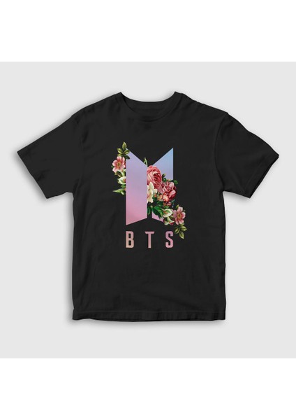 Unisex Çocuk Siyah Roses Bts T-Shirt