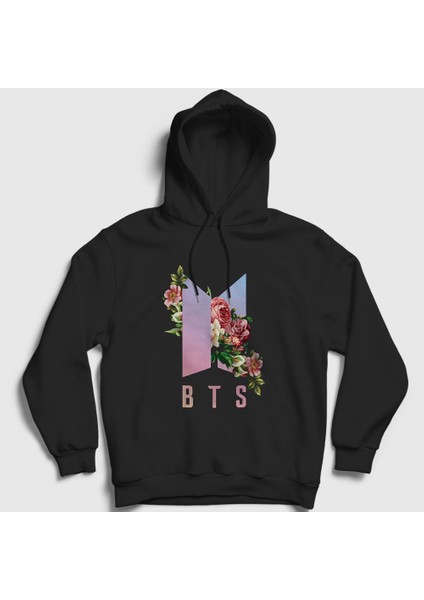 Unisex Siyah Roses Bts Kapüşonlu Sweatshirt