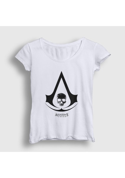 Kadın Beyaz Skull Assassin's Creed T-Shirt