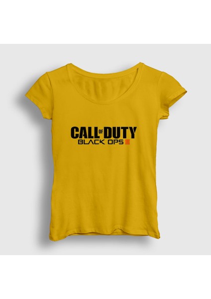 Kadın Sarı Black Ops Call Of Duty T-Shirt