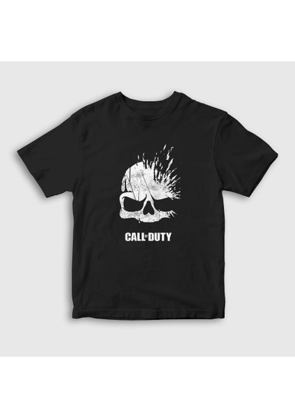 Unisex Çocuk Siyah Skull Call Of Duty T-Shirt