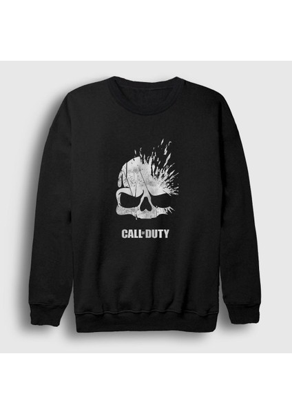 Unisex Siyah Skull Call Of Duty Sweatshirt