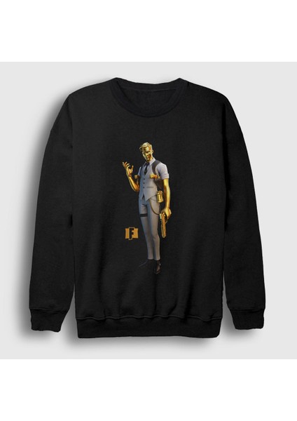 Unisex Siyah Gold Midas Fortnite Sweatshirt