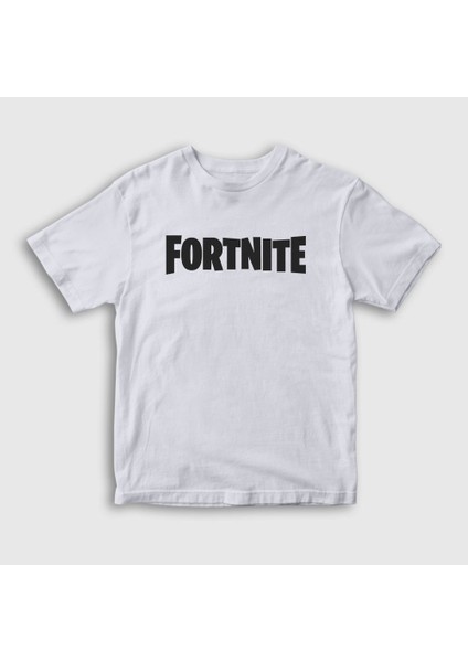 Unisex Çocuk Beyaz Logo Fortnite T-Shirt