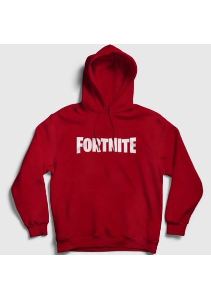 Unisex Kırmızı Logo Fortnite Kapüşonlu Sweatshirt