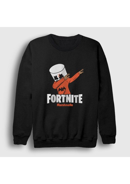 Unisex Siyah Marshmello Fortnite Sweatshirt
