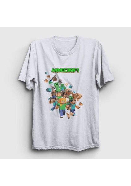 Unisex Beyaz All Minecraft T-Shirt
