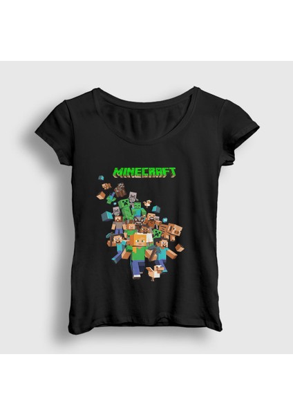 Kadın Siyah All Minecraft T-Shirt