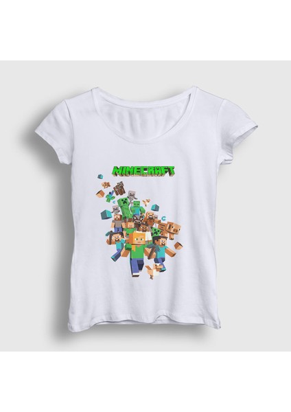 Kadın Beyaz All Minecraft T-Shirt