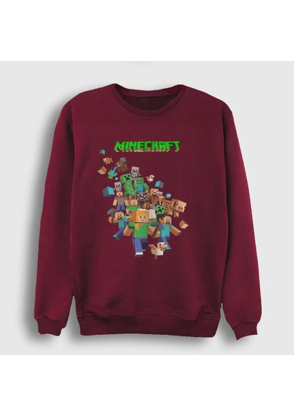 Unisex Bordo All Minecraft Sweatshirt