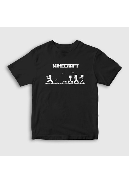 Unisex Çocuk Siyah Arrows Minecraft T-Shirt