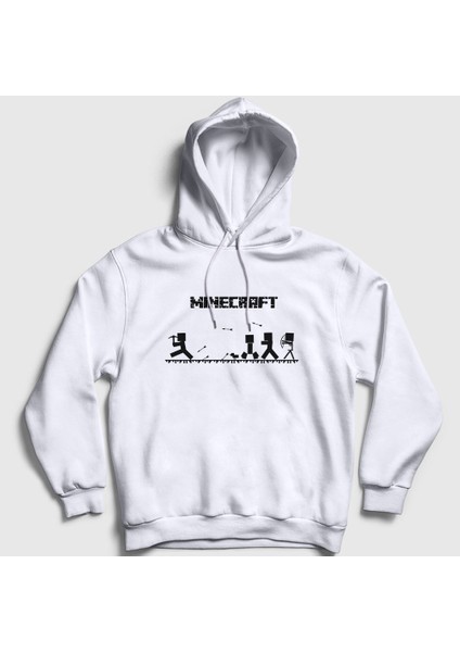 Unisex Beyaz Arrows Minecraft Kapüşonlu Sweatshirt