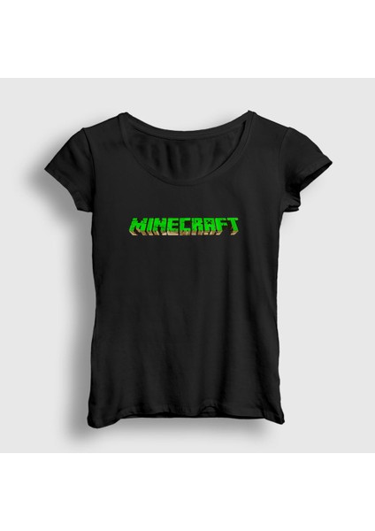 Kadın Siyah Logo Minecraft T-Shirt