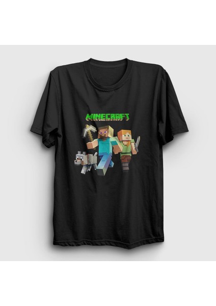 Unisex Siyah Miners Minecraft T-Shirt