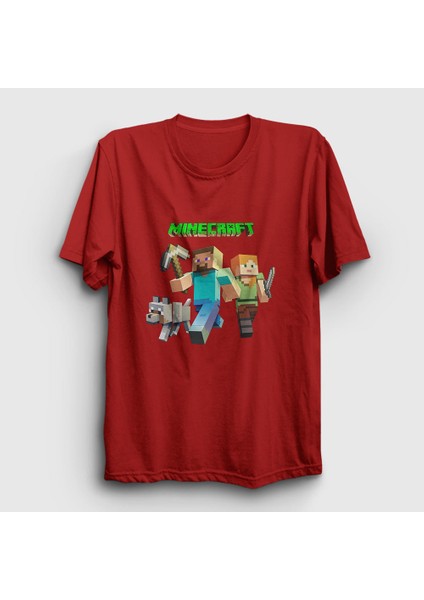 Unisex Kırmızı Miners Minecraft T-Shirt