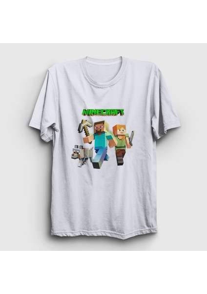 Unisex Beyaz Miners Minecraft T-Shirt