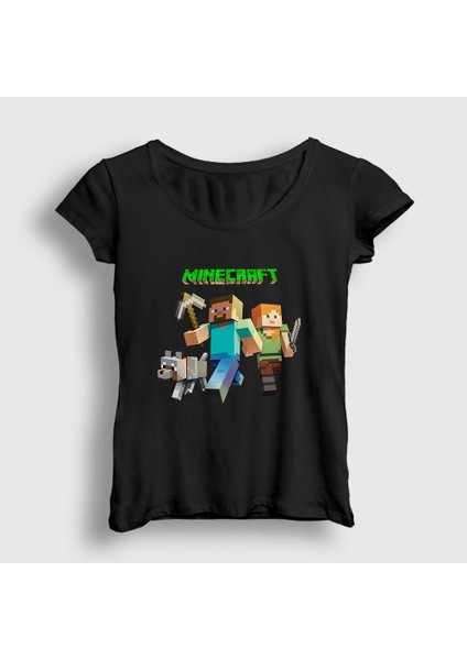 Kadın Siyah Miners Minecraft T-Shirt