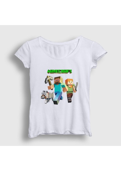 Kadın Beyaz Miners Minecraft T-Shirt