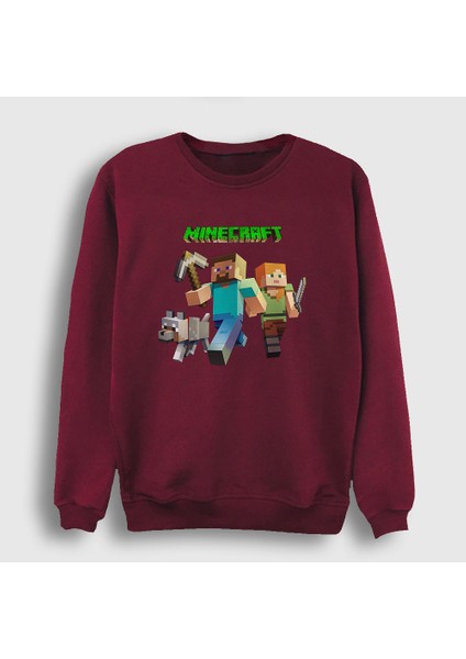 Unisex Bordo Miners Minecraft Sweatshirt