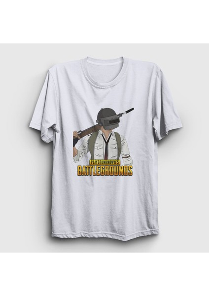 Unisex Beyaz Cartoon Pubg T-Shirt