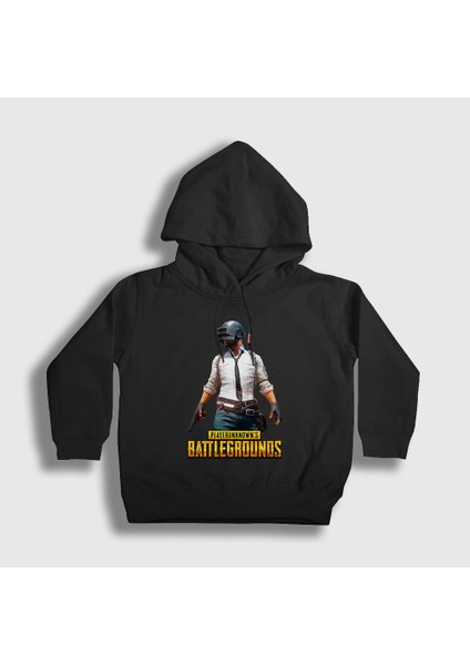 Unisex Çocuk Siyah Cover Pubg Kapüşonlu Sweatshirt