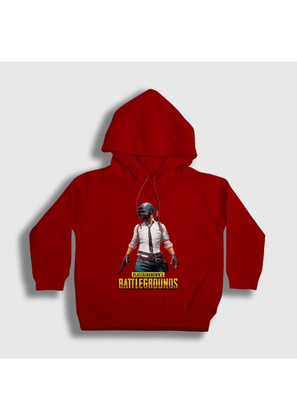 Unisex Çocuk Kırmızı Cover Pubg Kapüşonlu Sweatshirt