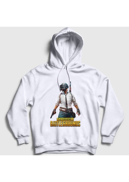 Unisex Beyaz Cover Pubg Kapüşonlu Sweatshirt