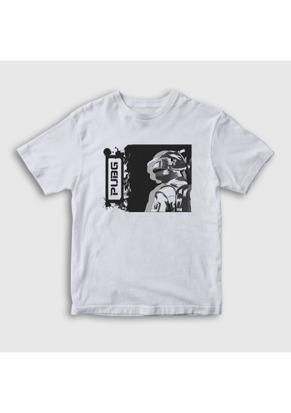Unisex Çocuk Beyaz Helmet Pubg T-Shirt