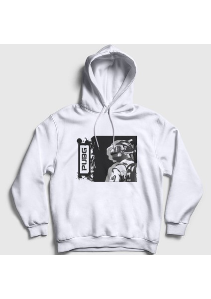 Unisex Beyaz Helmet Pubg Kapüşonlu Sweatshirt