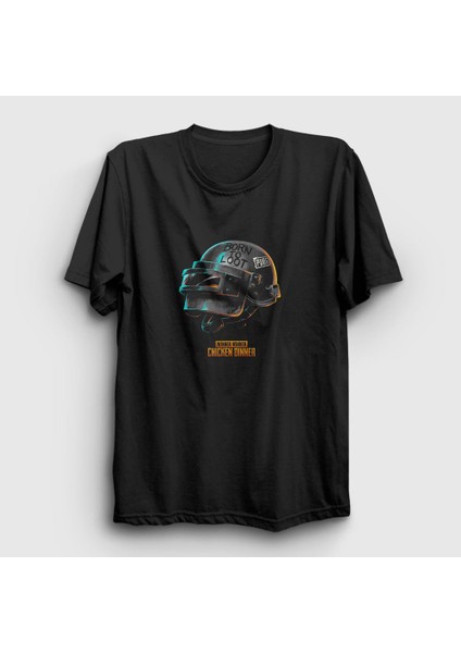 Unisex Siyah Kask Pubg T-Shirt