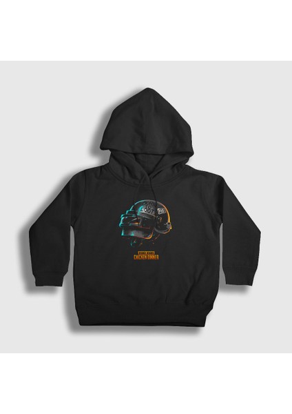 Unisex Çocuk Siyah Kask Pubg Kapüşonlu Sweatshirt